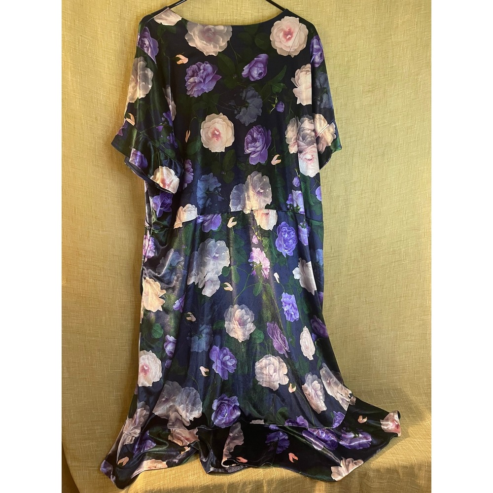 Isaac Mizrahi Live! Floral Print Faux Wrap Ruffle Dress Plus Size 3X - Picture 6 of 9
